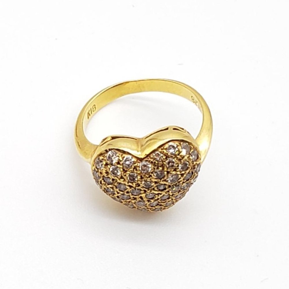 100% Authentic Jewelry Ring Heart Diamond 0.78ct 18k Yellow Gold - Picture 1 of 8